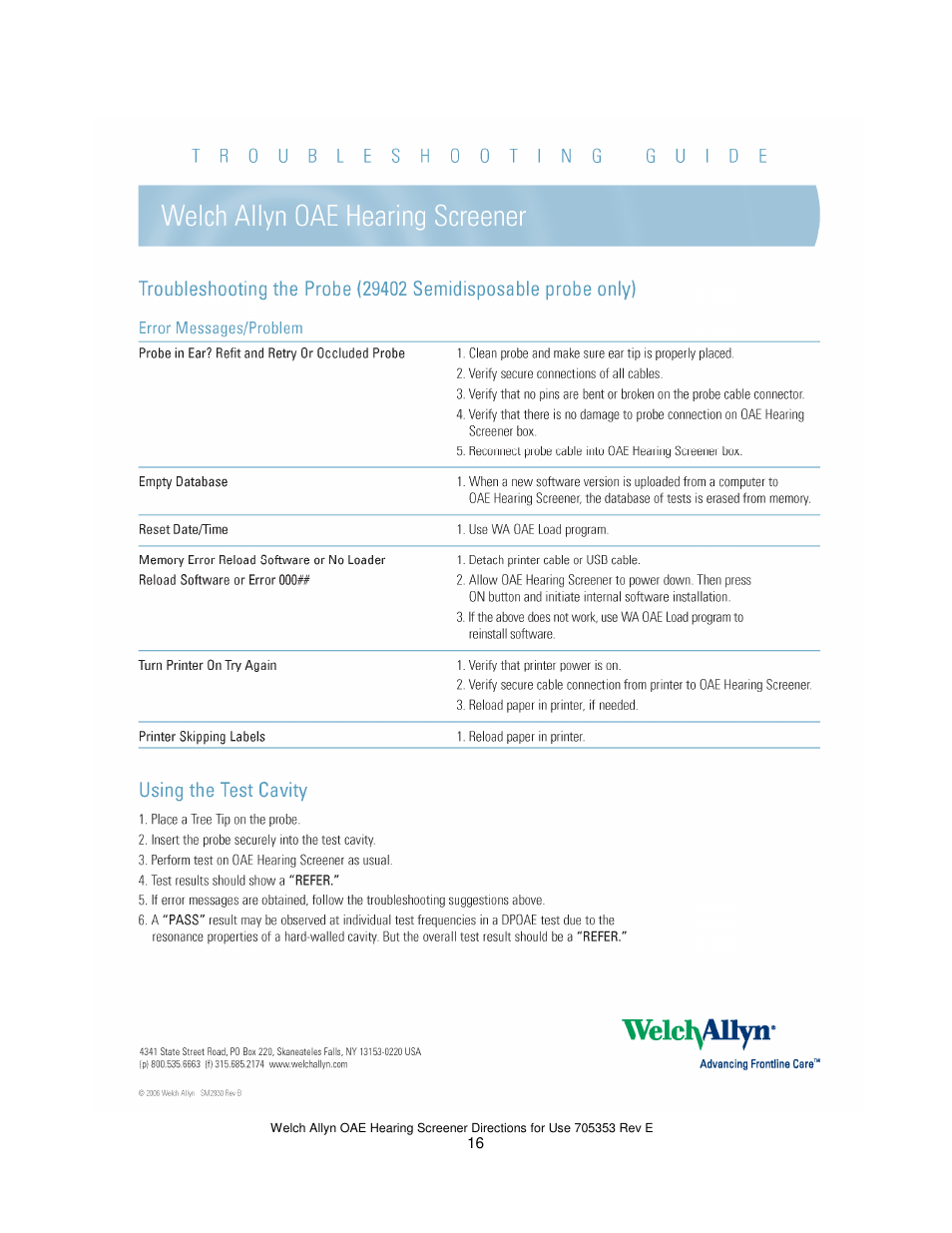 Welch Allyn REF 29400 User Manual | Page 17 / 54