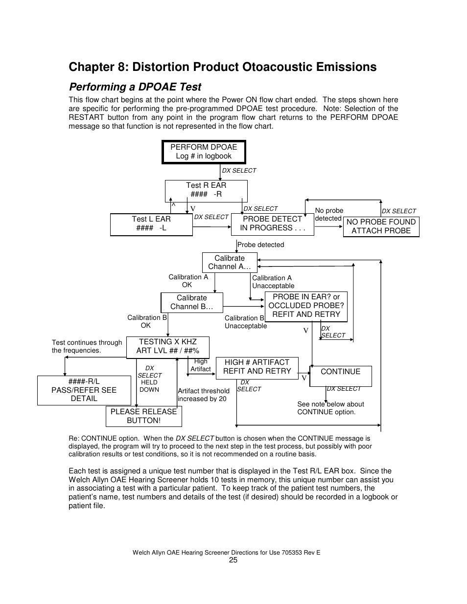 Performing a dpoae test | Welch Allyn REF 29400 User Manual | Page 26 / 54