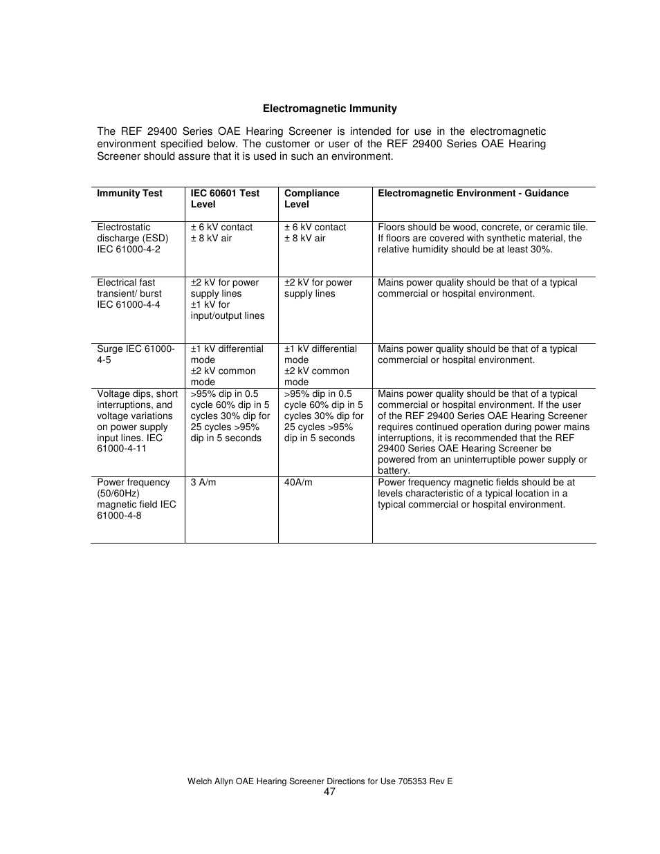 Welch Allyn REF 29400 User Manual | Page 48 / 54