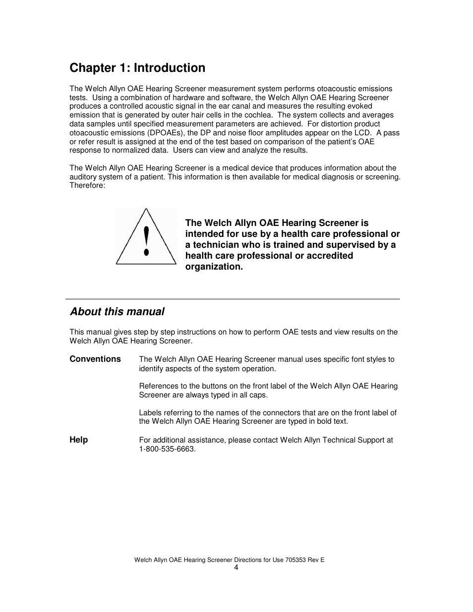 Chapter 1: introduction, About this manual | Welch Allyn REF 29400 User Manual | Page 5 / 54