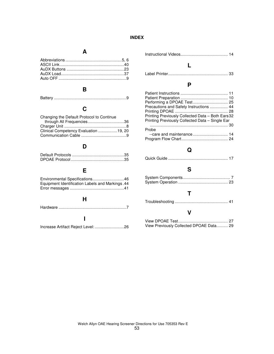 Welch Allyn REF 29400 User Manual | Page 54 / 54