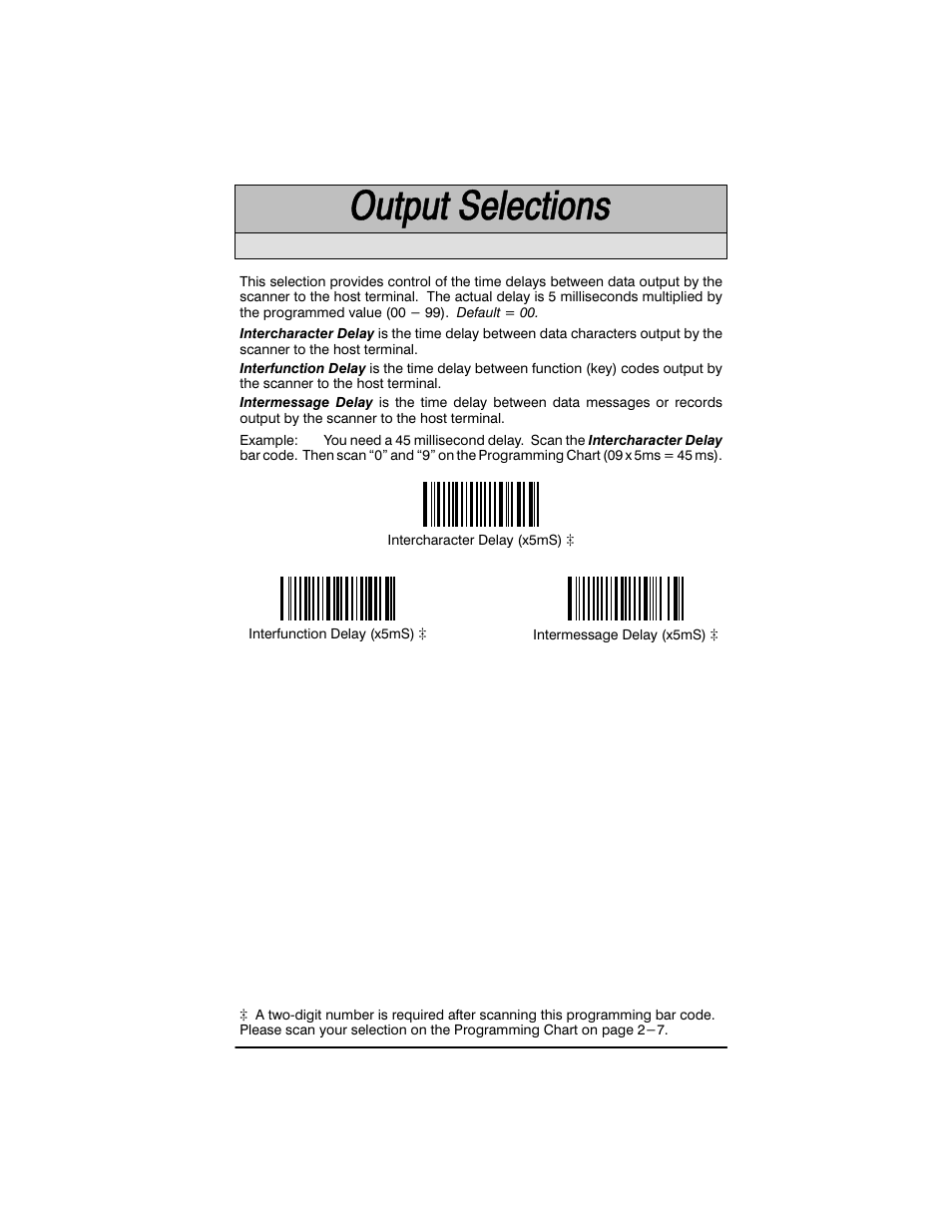 Output delays selection | Welch Allyn SCANTEAM 3400PDF User Manual | Page 29 / 94