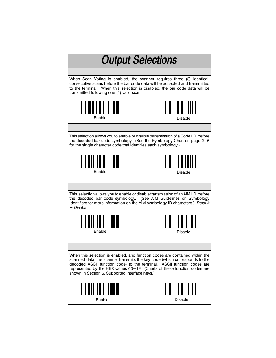 Aim i.d. transmit selection, Scan voting selection | Welch Allyn SCANTEAM 3400PDF User Manual | Page 31 / 94