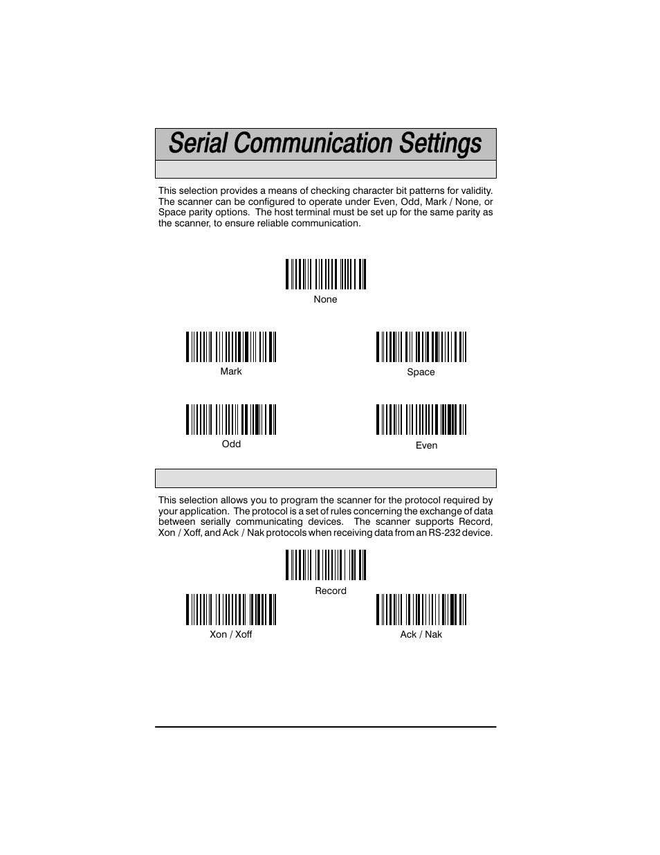 Parity selection, Protocol selection | Welch Allyn SCANTEAM 3400PDF User Manual | Page 34 / 94