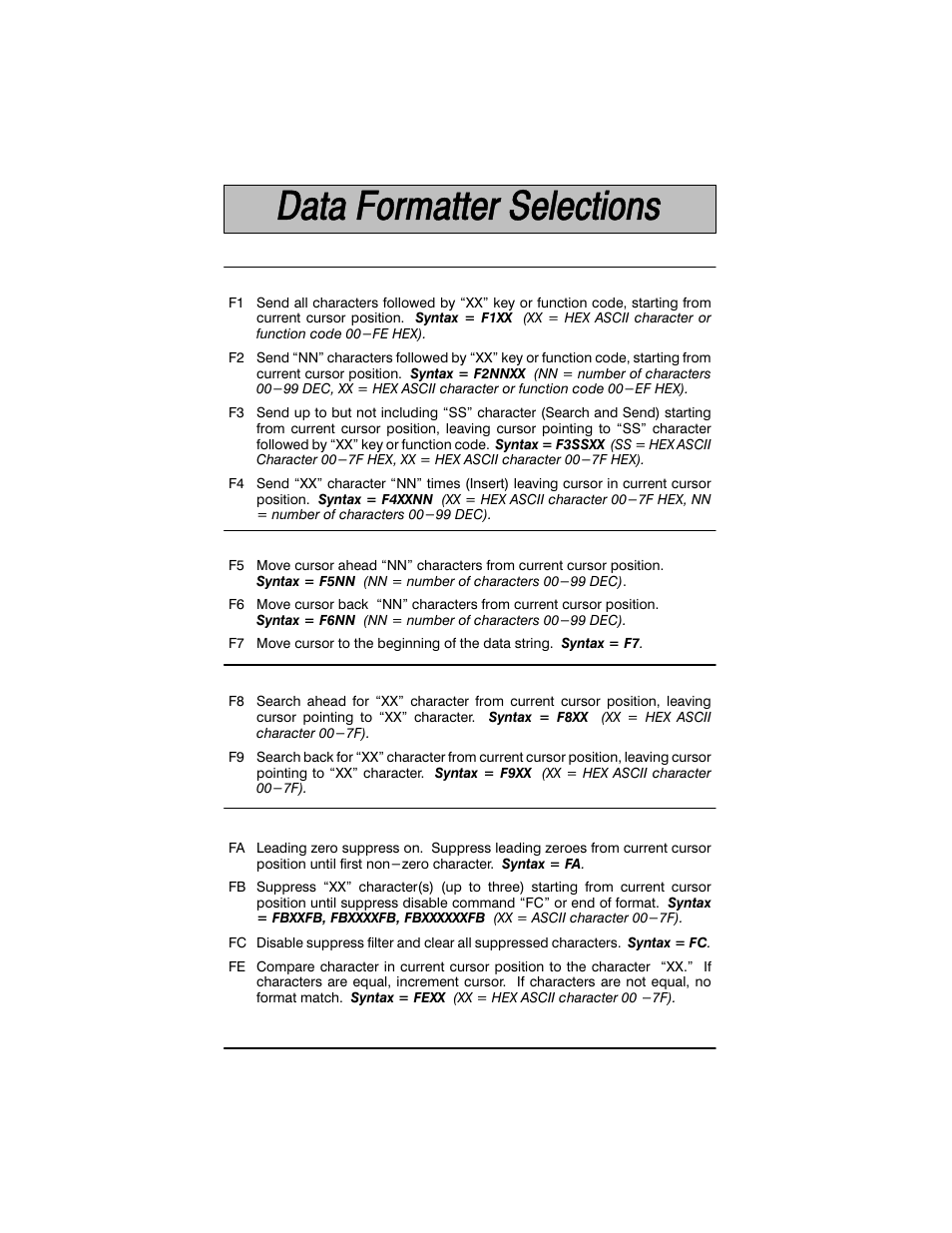 Format editor commands chart | Welch Allyn SCANTEAM 3400PDF User Manual | Page 38 / 94