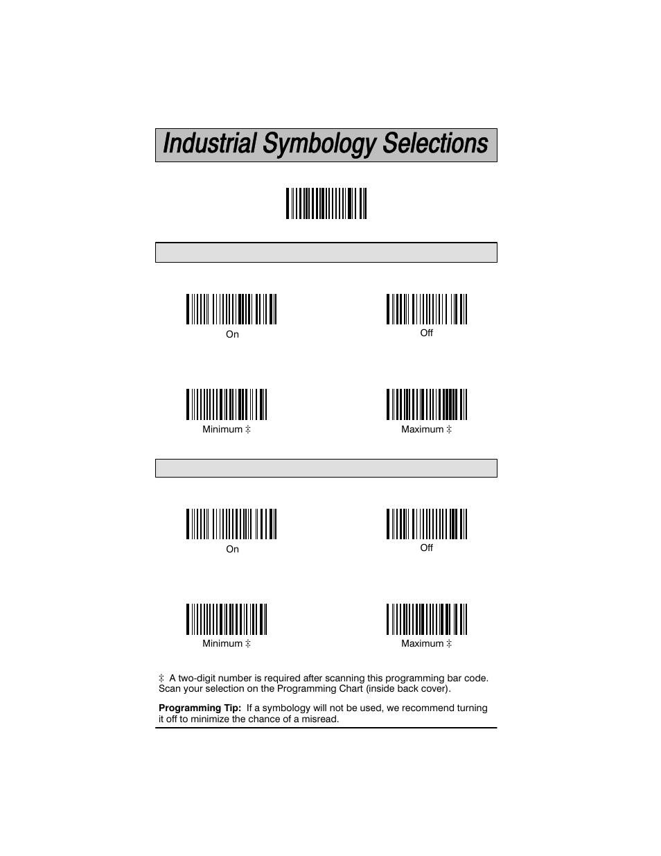Matrix 2 of 5 selection code 2 of 5 selection | Welch Allyn SCANTEAM 3400PDF User Manual | Page 56 / 94