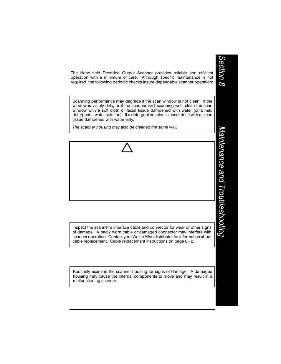 Warning | Welch Allyn SCANTEAM 3400PDF User Manual | Page 81 / 94