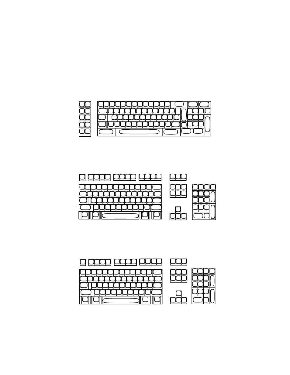 Keyboard layouts, Continued, Ibm pc/at keyboard | Ibm ps2–30 keyboard, Ibm xt keyboard | Welch Allyn 2380 User Manual | Page 19 / 26
