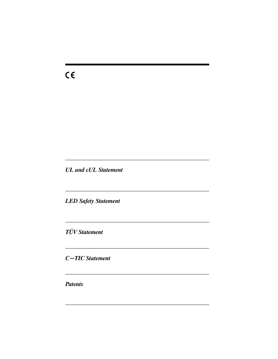 Ul and cul statement, Led safety statement, Tüv statement | C-tic statement, Patents | Welch Allyn IMAGETEAM 3800 User Manual | Page 128 / 132