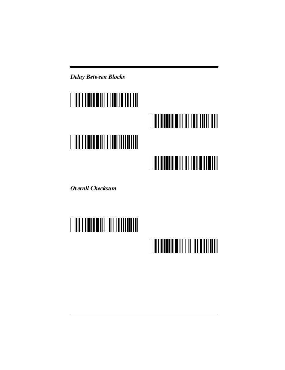 Delay between blocks, Overall checksum | Welch Allyn IMAGETEAM 3800 User Manual | Page 31 / 132