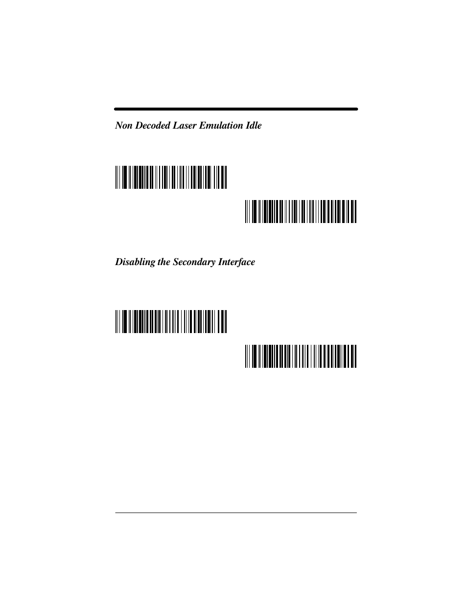 Non decoded laser emulation idle, Disabling the secondary interface | Welch Allyn IMAGETEAM 3800 User Manual | Page 55 / 132