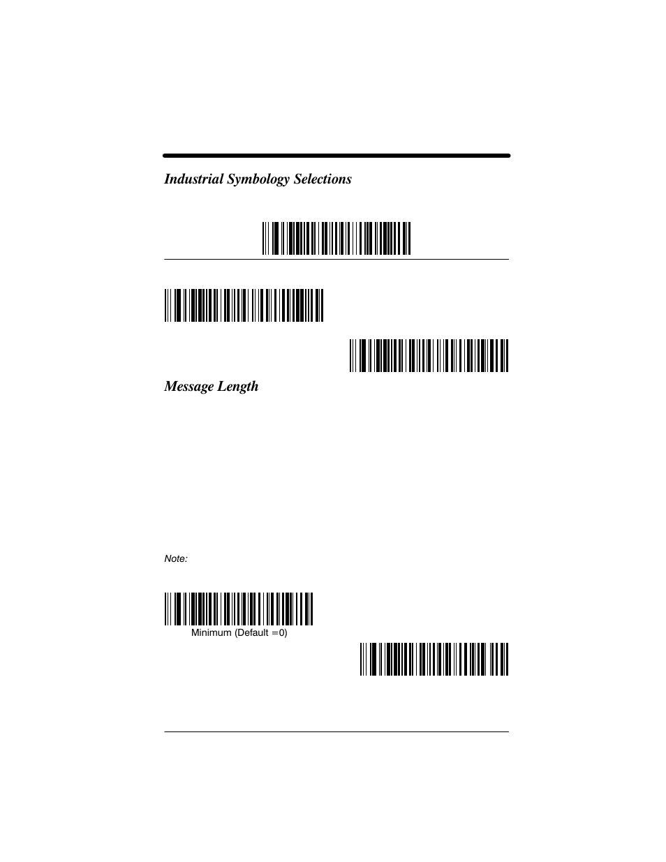 Industrial symbology selections, Message length | Welch Allyn IMAGETEAM 3800 User Manual | Page 69 / 132