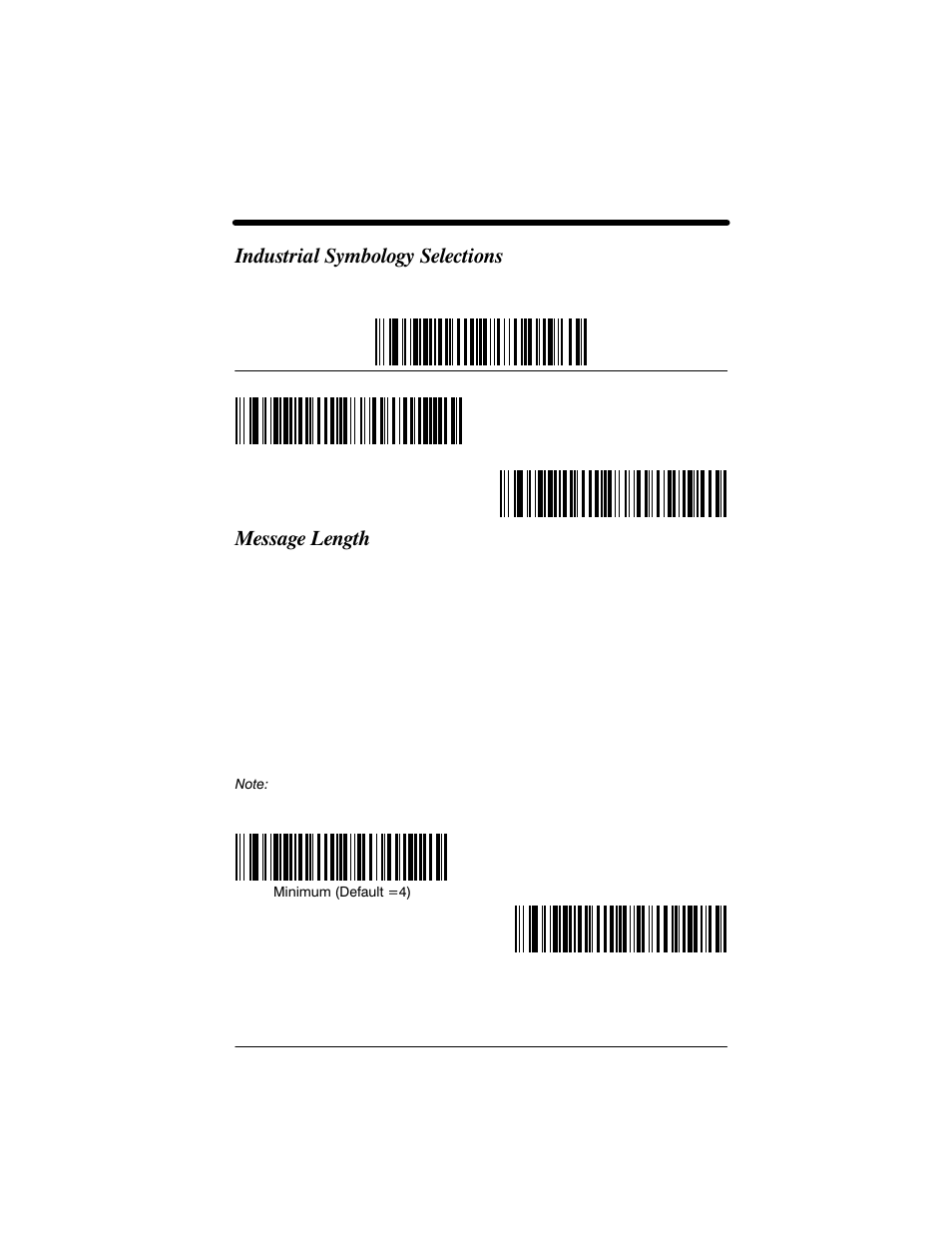 Industrial symbology selections, Message length | Welch Allyn IMAGETEAM 3800 User Manual | Page 71 / 132