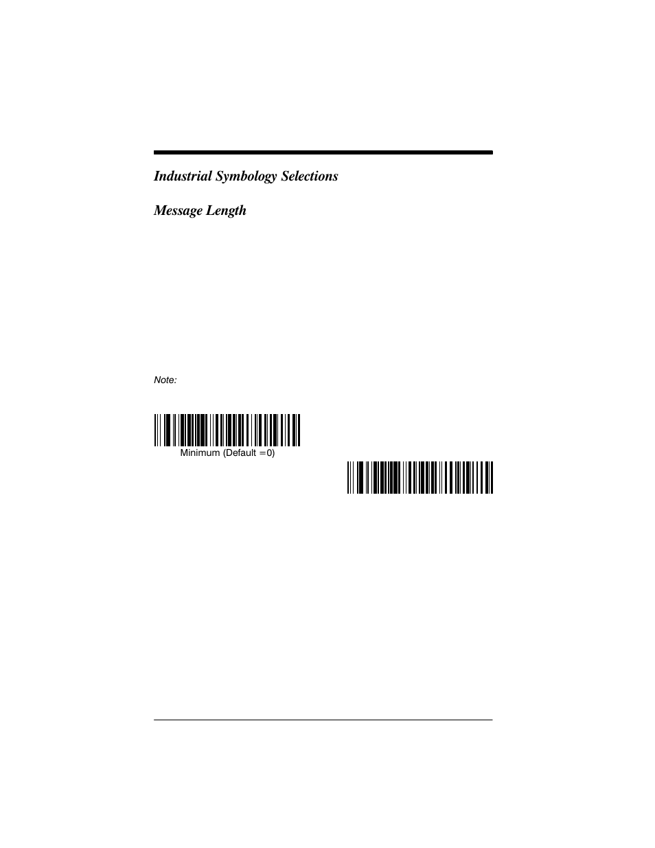 Industrial symbology selections, Message length | Welch Allyn IMAGETEAM 3800 User Manual | Page 76 / 132