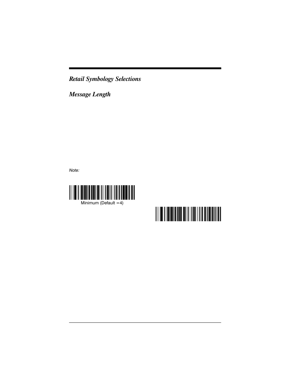 Retail symbology selections, Message length | Welch Allyn IMAGETEAM 3800 User Manual | Page 90 / 132