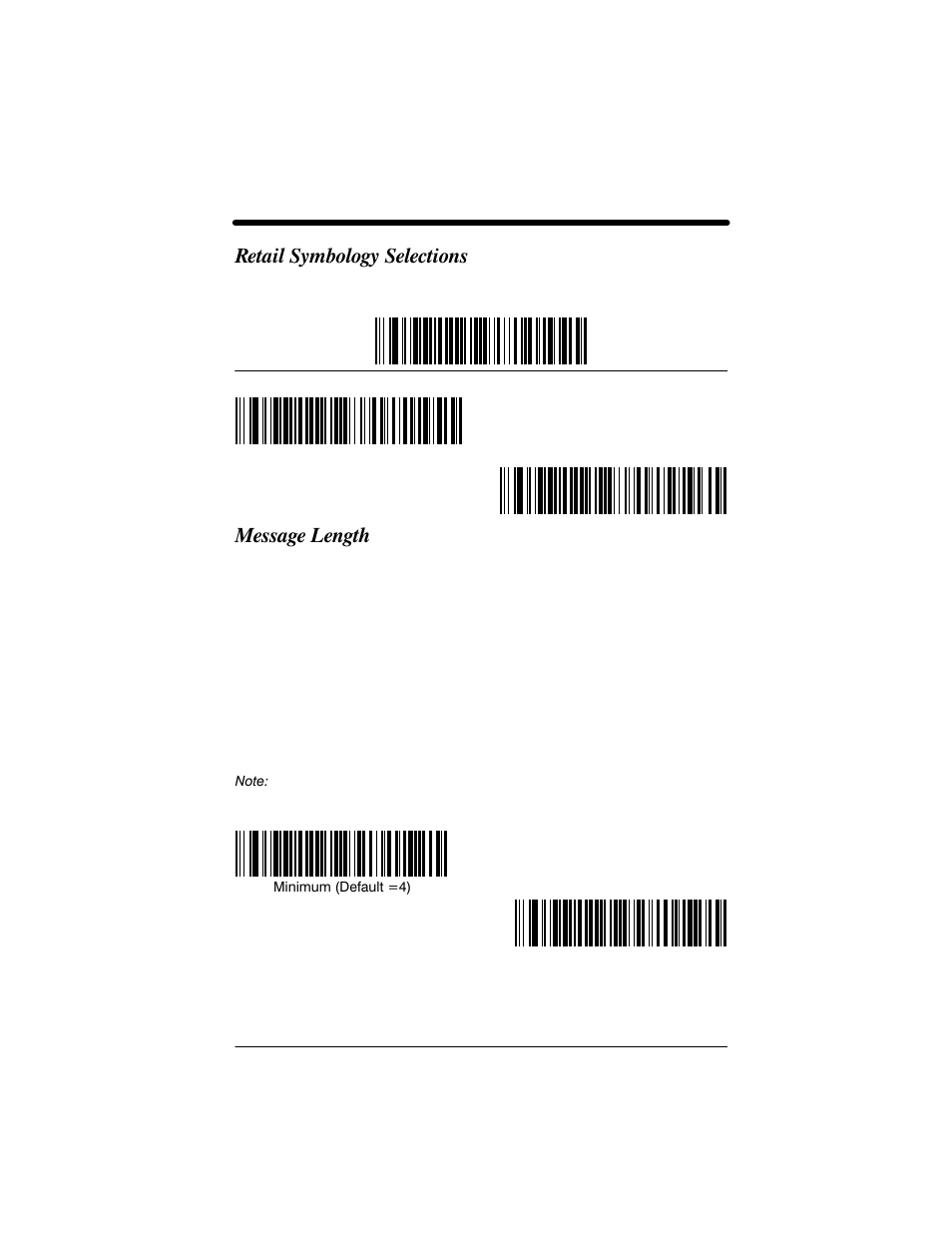 Retail symbology selections, Message length | Welch Allyn IMAGETEAM 3800 User Manual | Page 91 / 132