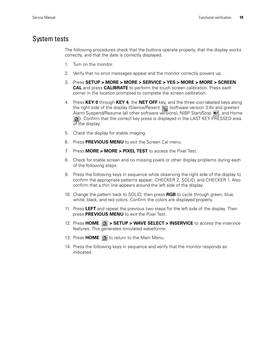 System tests | Welch Allyn PROPAQ CS User Manual | Page 23 / 142