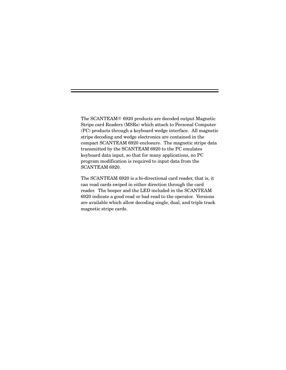 Introduction to the scanteam 6920 | Welch Allyn SCANTEAM 6920 User Manual | Page 6 / 23