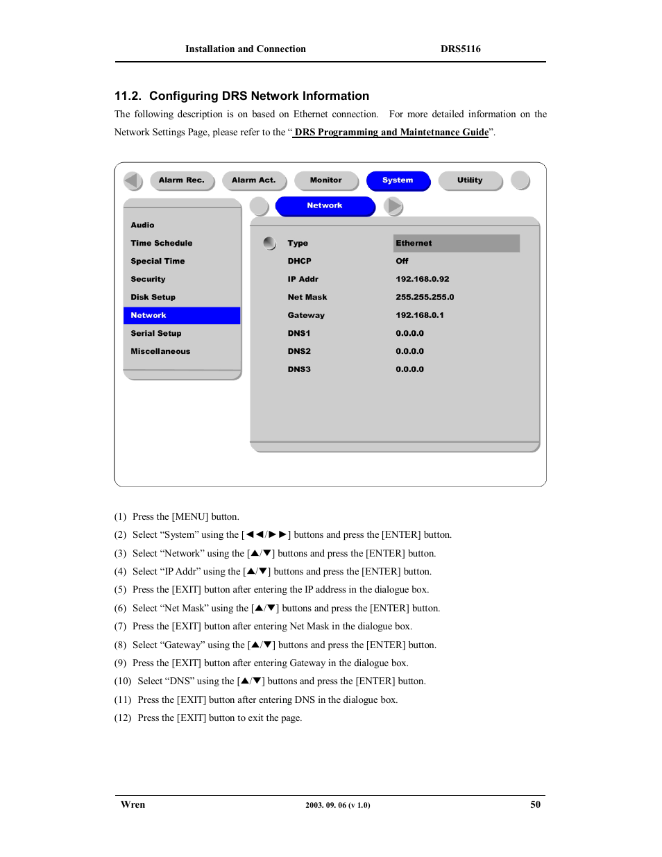 Wren Associates DRS5016 User Manual | Page 50 / 112