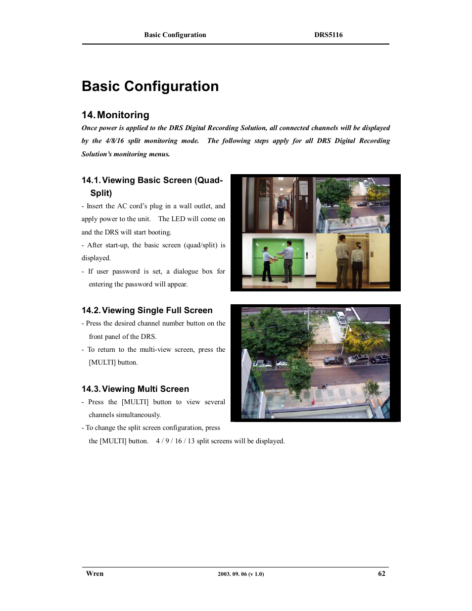Basic configuration, Monitoring | Wren Associates DRS5016 User Manual | Page 62 / 112