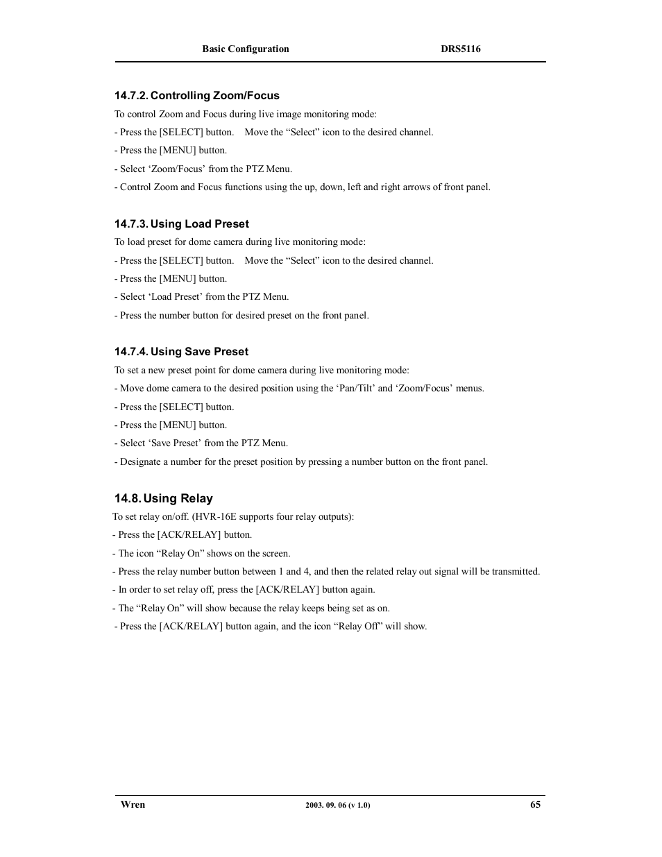 Wren Associates DRS5016 User Manual | Page 65 / 112