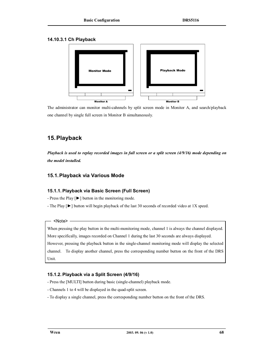 Playback | Wren Associates DRS5016 User Manual | Page 68 / 112