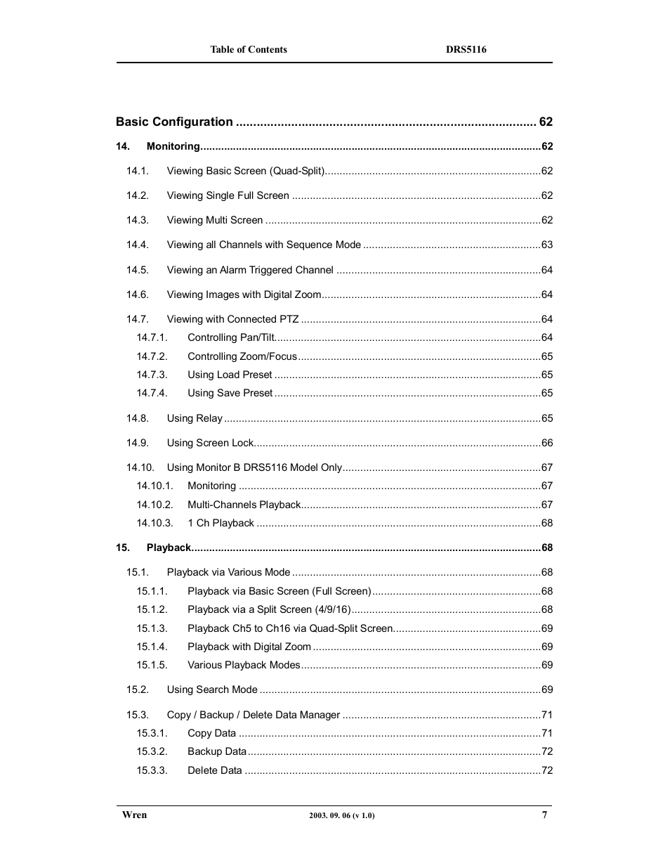 Wren Associates DRS5016 User Manual | Page 7 / 112