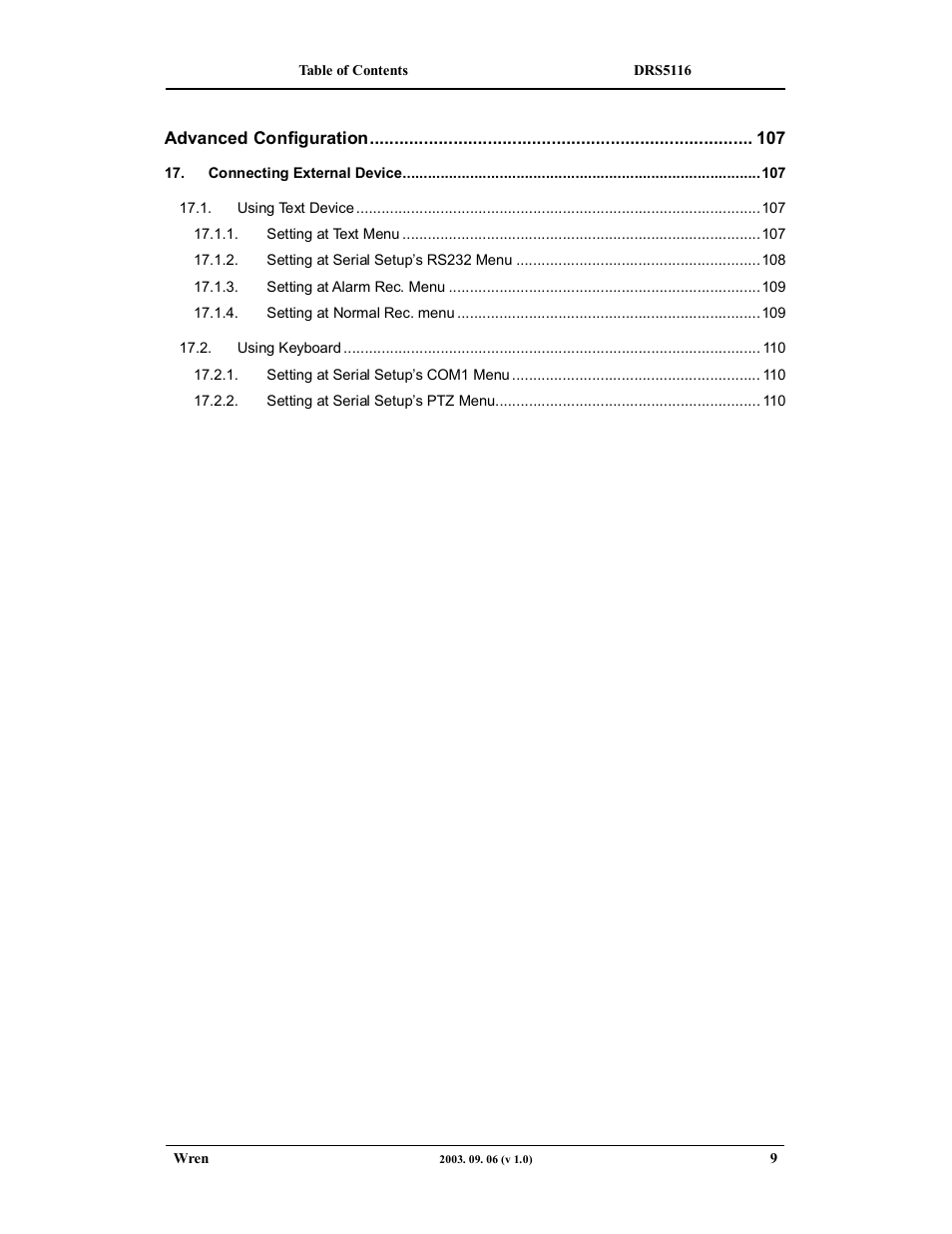 Wren Associates DRS5016 User Manual | Page 9 / 112