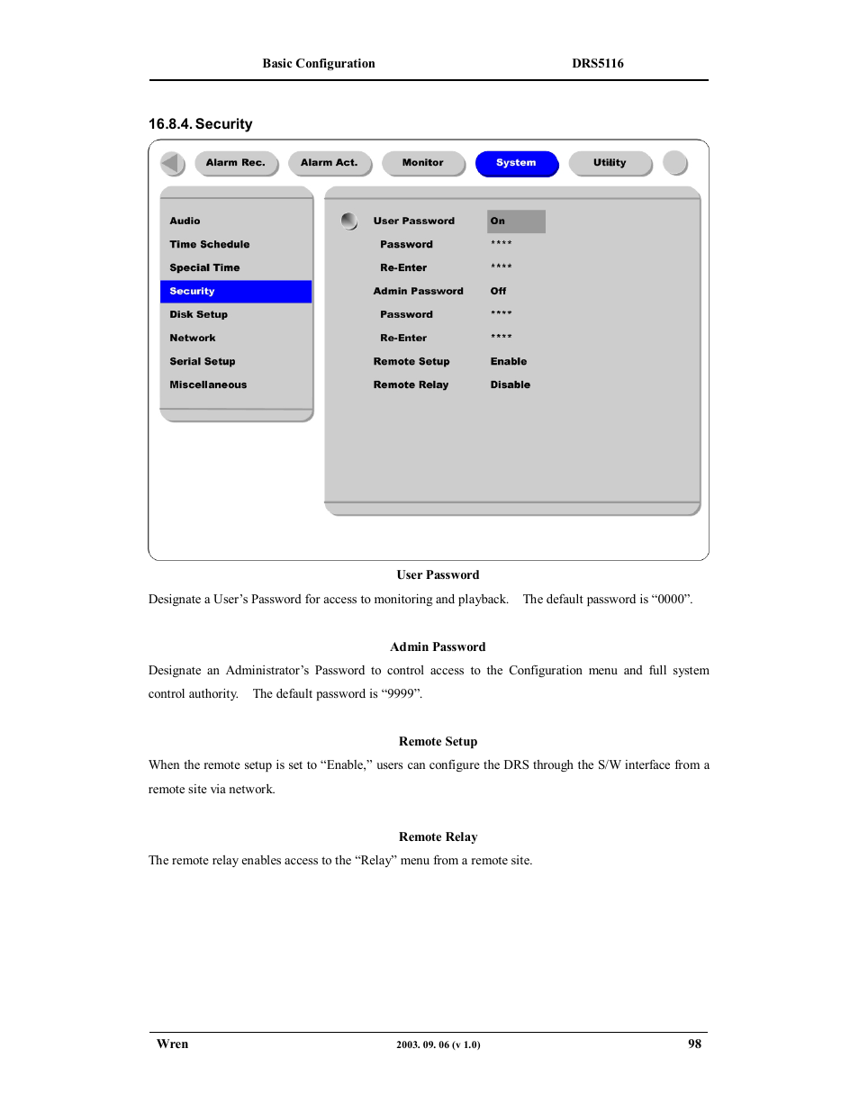 Wren Associates DRS5016 User Manual | Page 98 / 112