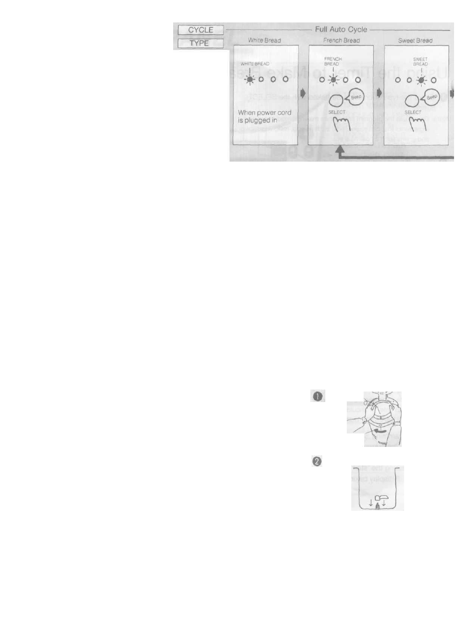 Making various types of bread, Bread selection, Mounting the inner pot | Welbilt ABM-1OO-4 User Manual | Page 6 / 17