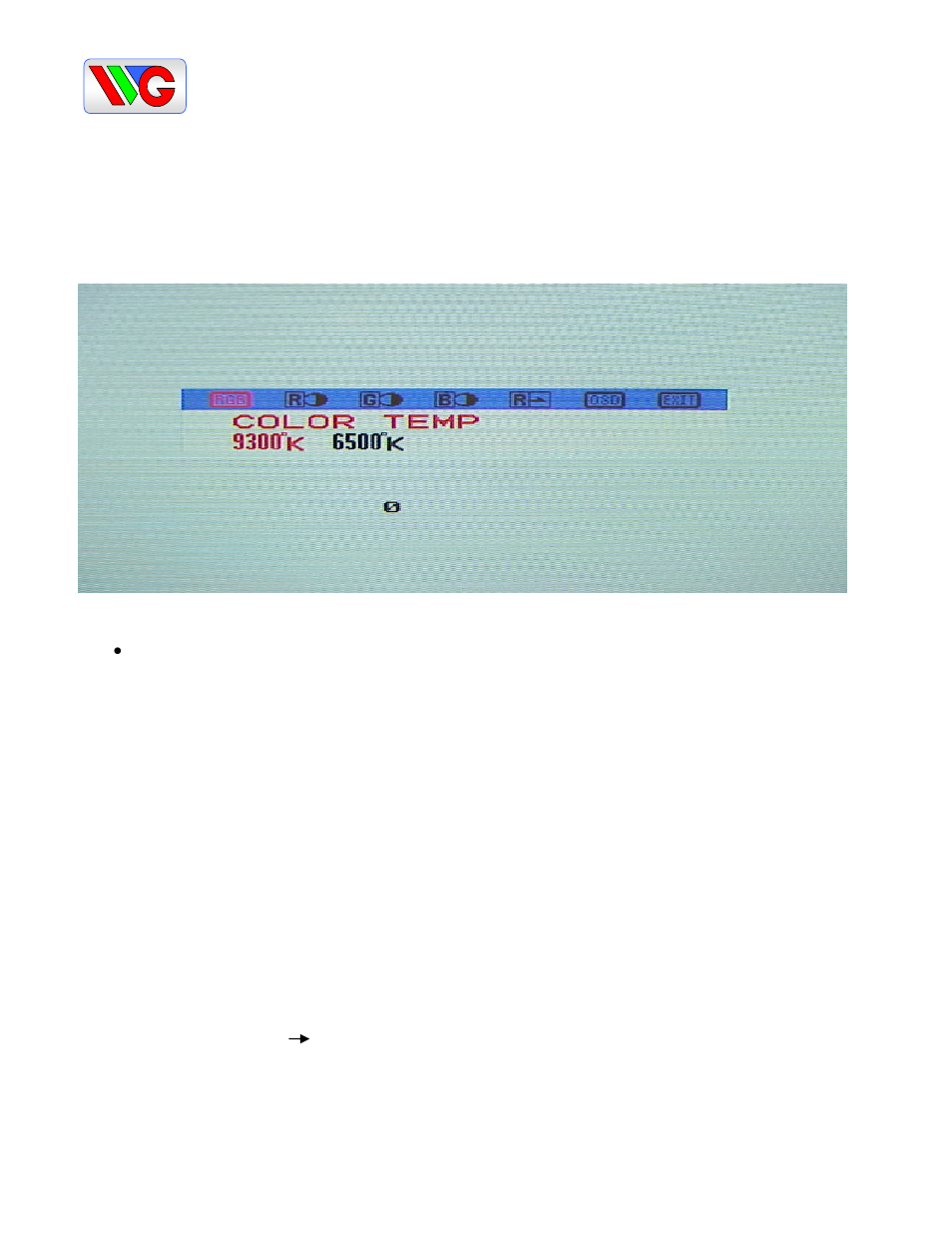 Color 1 - 9300°k: x=0.285, y=0.293, Color submenu r g b | Wells-Gardner D9410 Series User Manual | Page 7 / 11