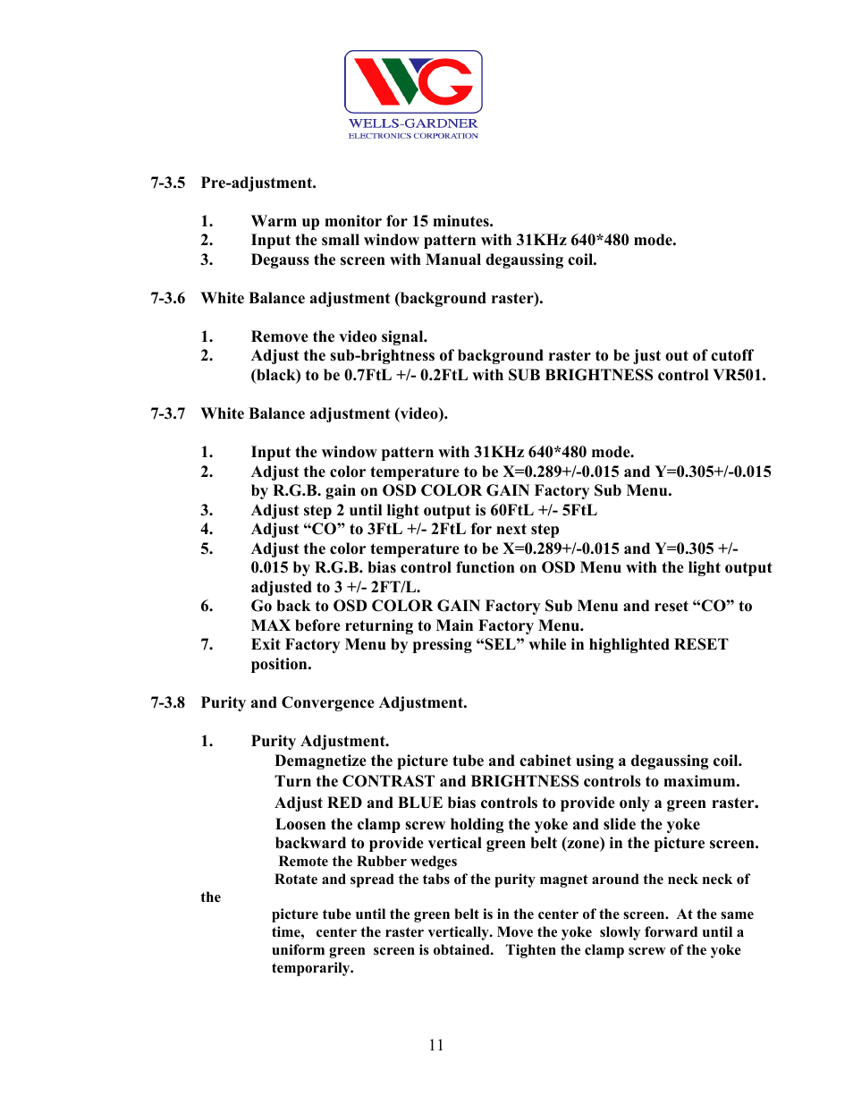 Wells-Gardner D9100 User Manual | Page 13 / 25