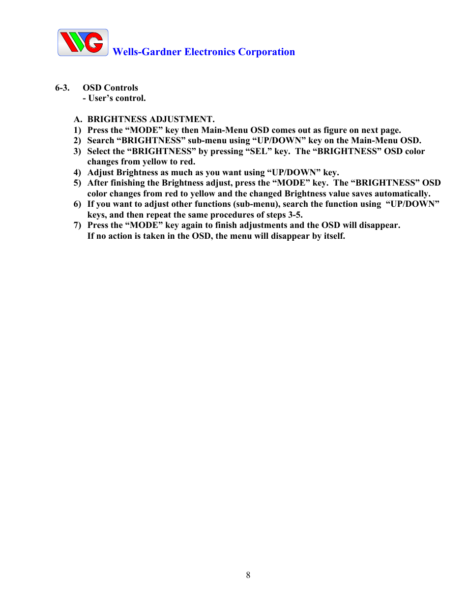 Wells-Gardner D9300 Series User Manual | Page 10 / 28
