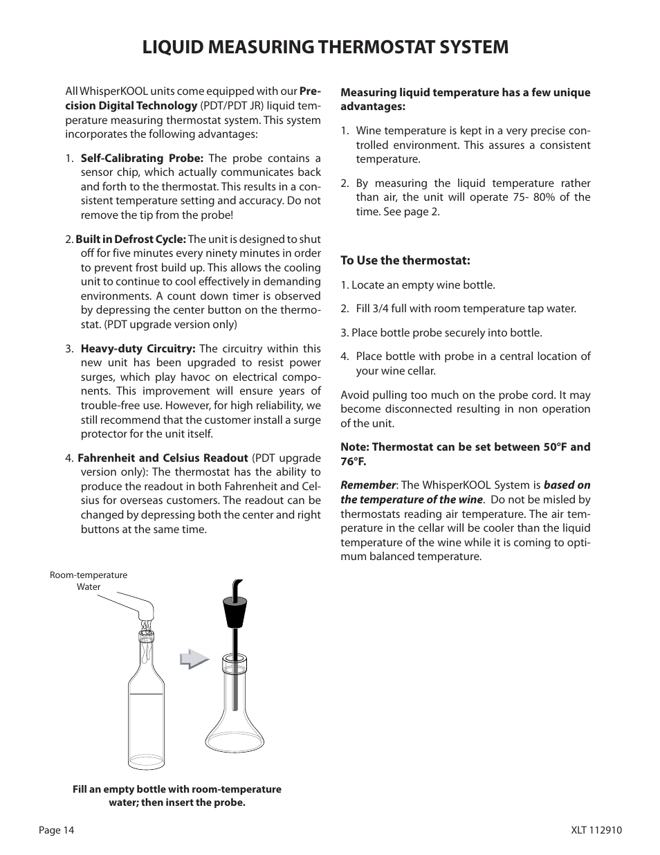 Liquid measuring thermostat system | WhisperKool XLT 6000 User Manual | Page 16 / 36