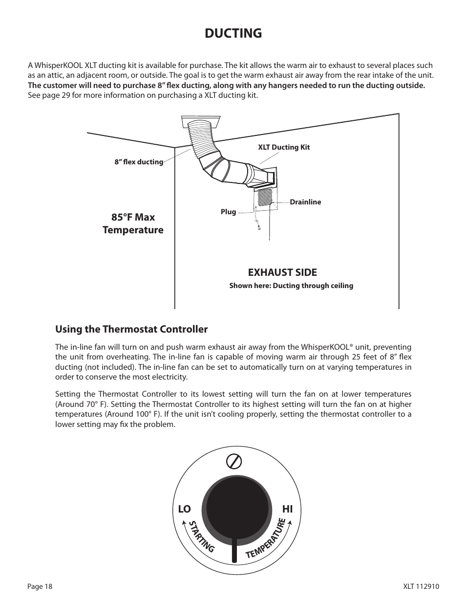 Ducting, Lo hi | WhisperKool XLT 6000 User Manual | Page 20 / 36