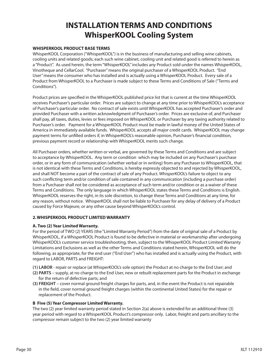 WhisperKool XLT 6000 User Manual | Page 32 / 36