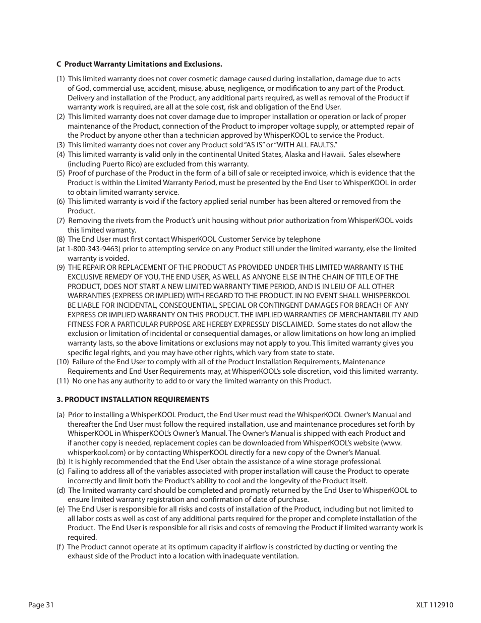 WhisperKool XLT 6000 User Manual | Page 33 / 36