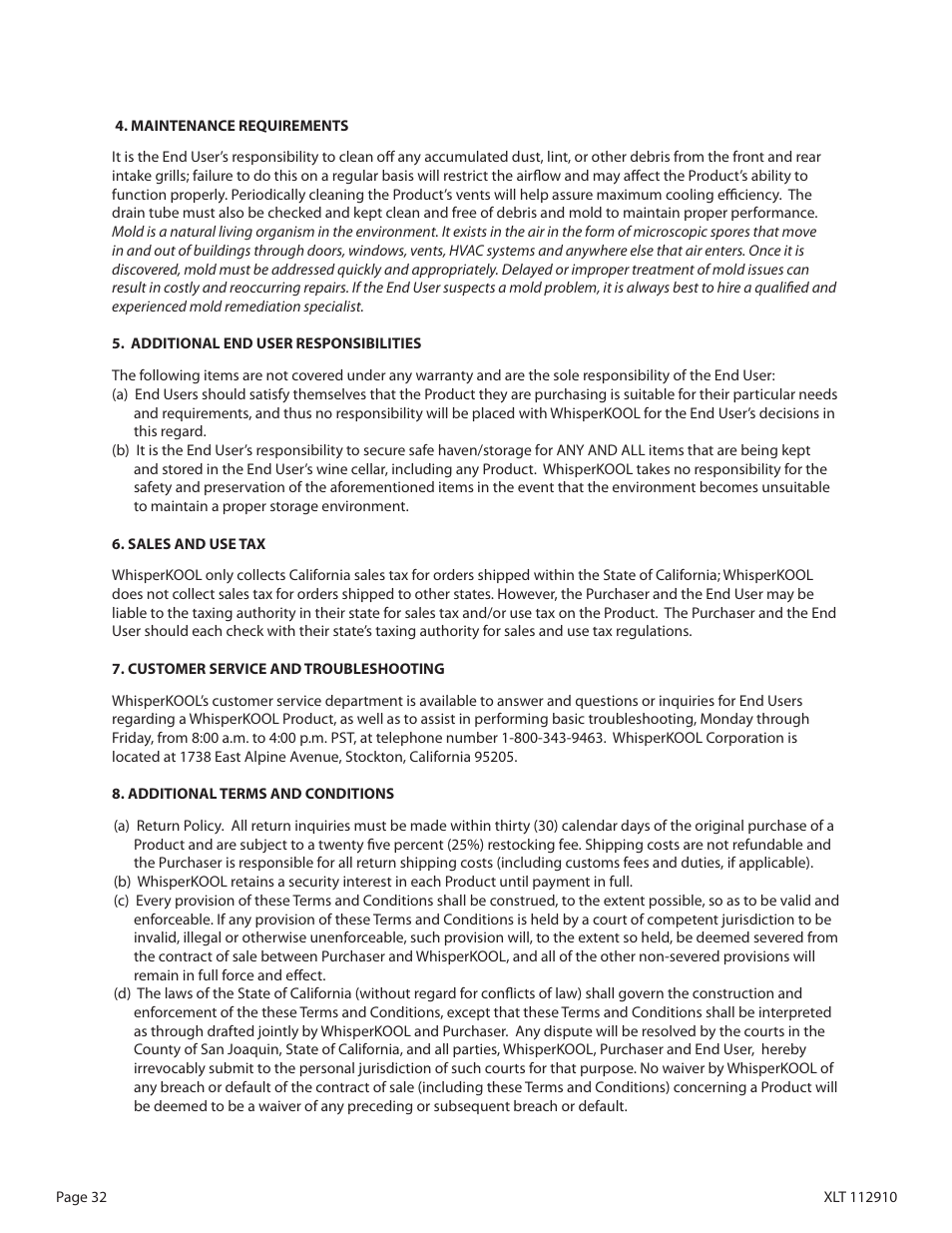 WhisperKool XLT 6000 User Manual | Page 34 / 36