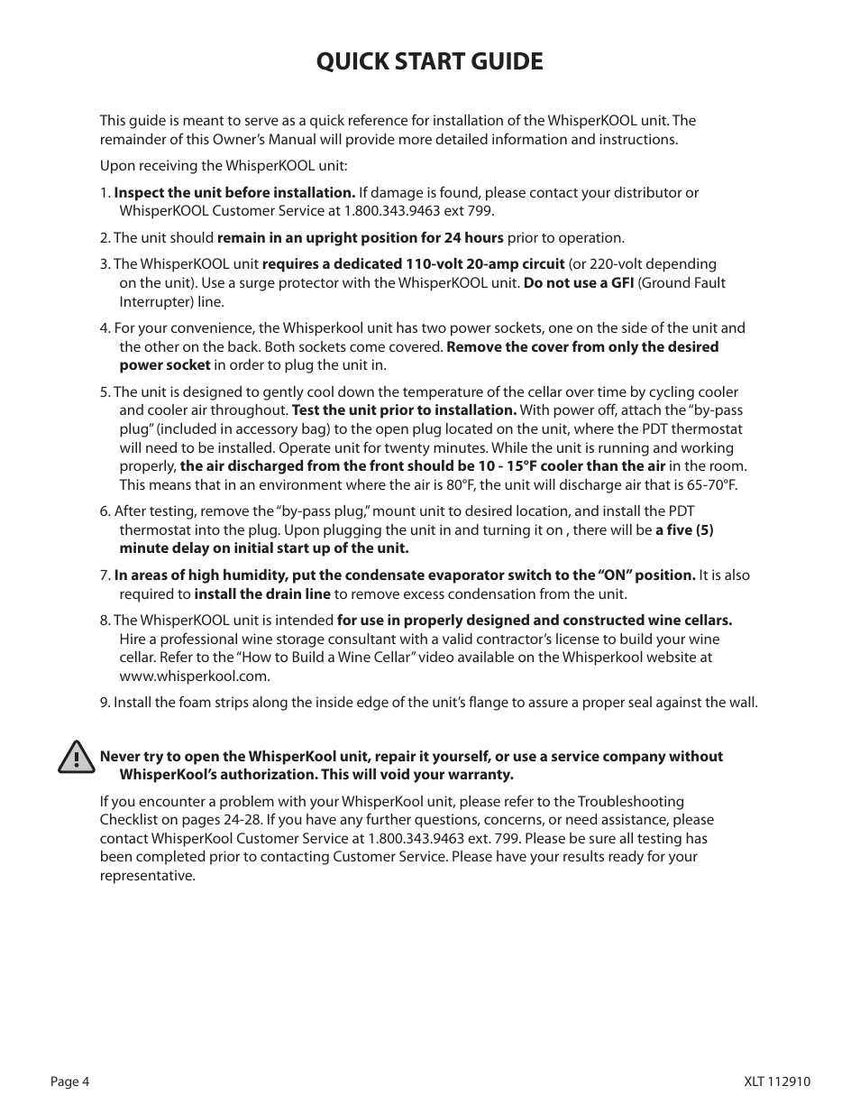 Quick start guide | WhisperKool XLT 6000 User Manual | Page 6 / 36