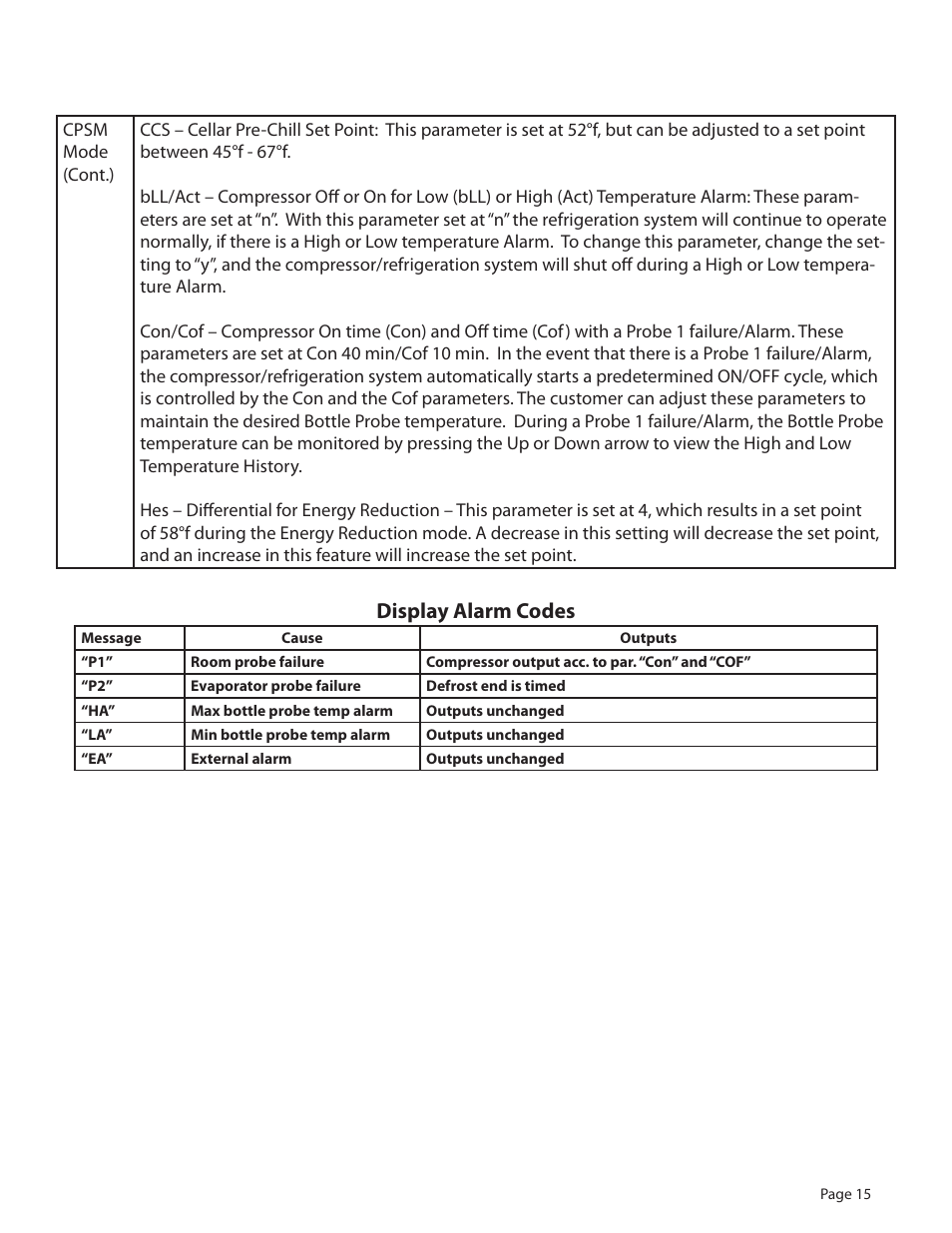 Display alarm codes | WhisperKool 081310 User Manual | Page 17 / 34
