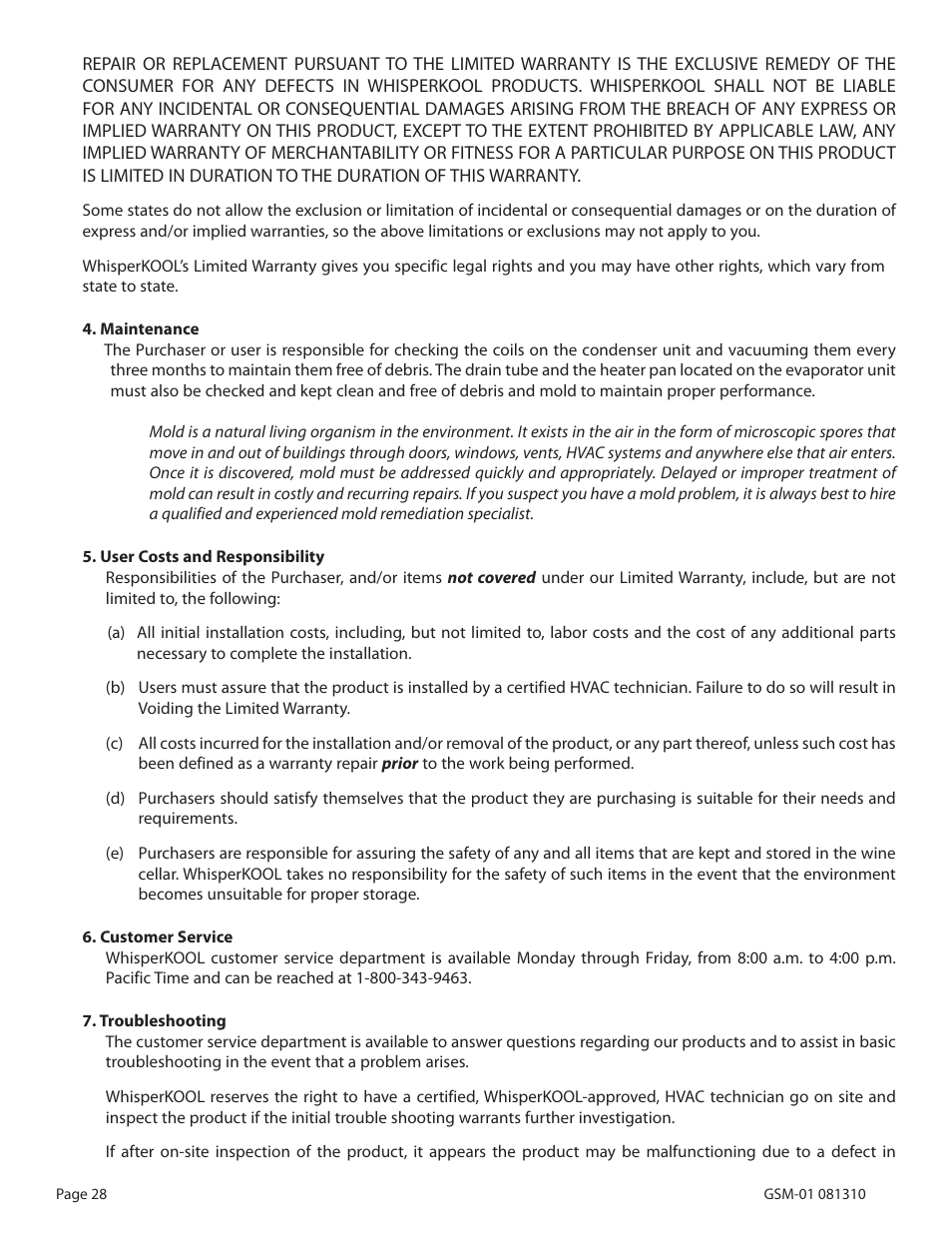 WhisperKool 081310 User Manual | Page 30 / 34