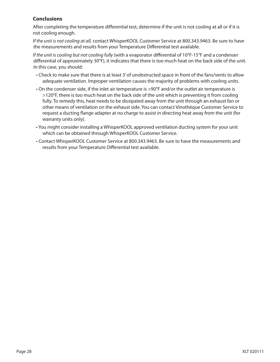 WhisperKool XLT SERIES XLT 6000 User Manual | Page 30 / 36