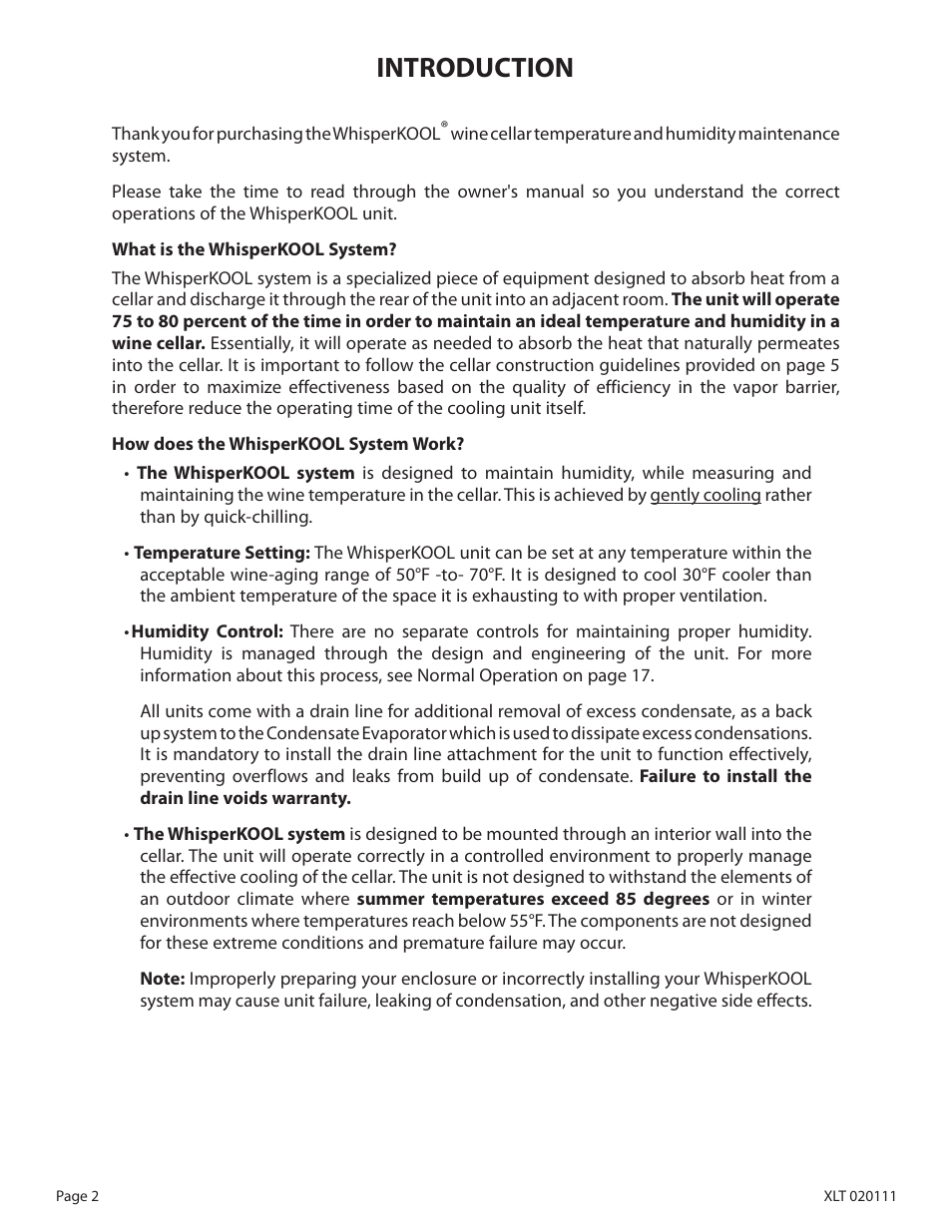 Introduction | WhisperKool XLT SERIES XLT 6000 User Manual | Page 4 / 36