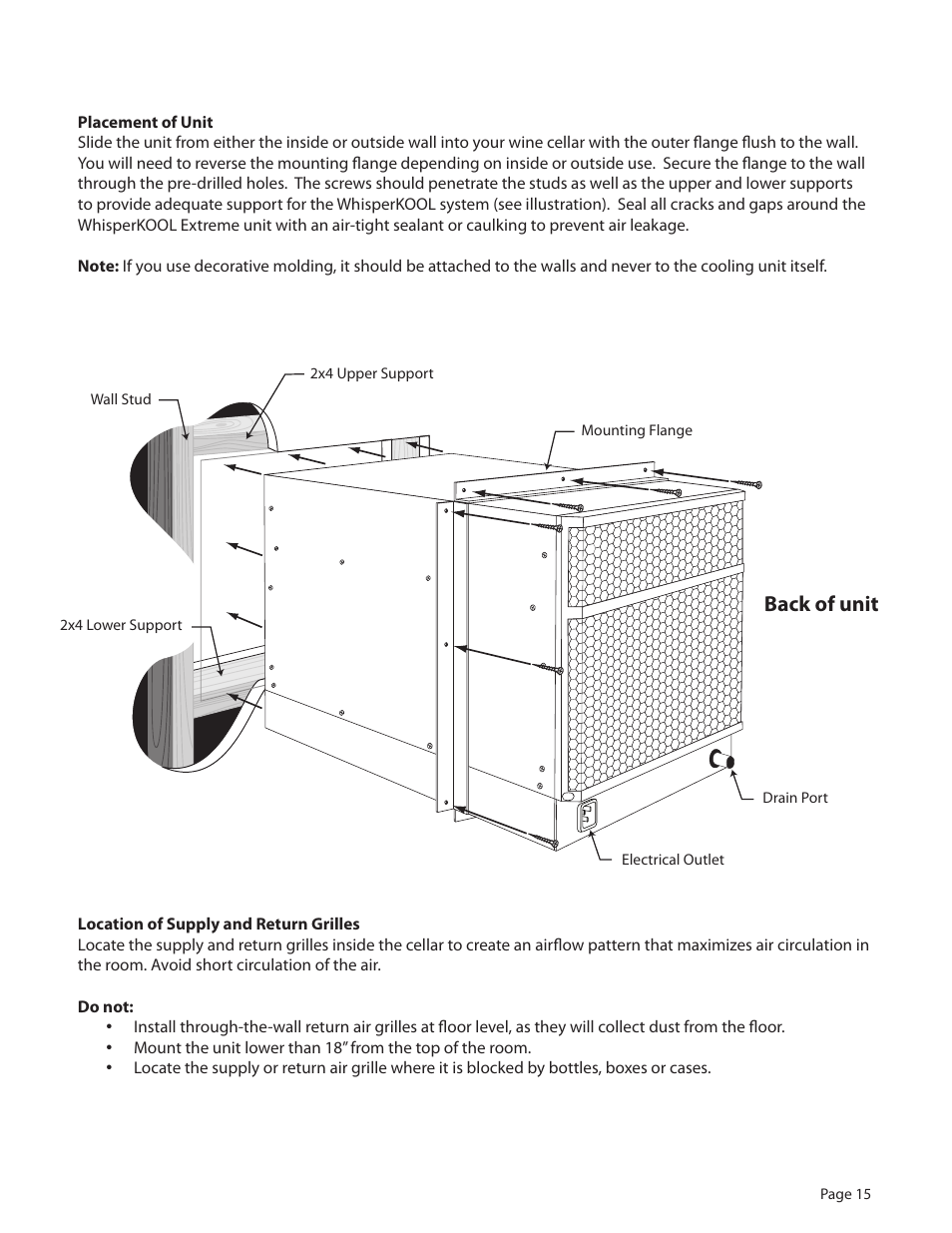 Back of unit | WhisperKool Extreme 8000 User Manual | Page 15 / 38