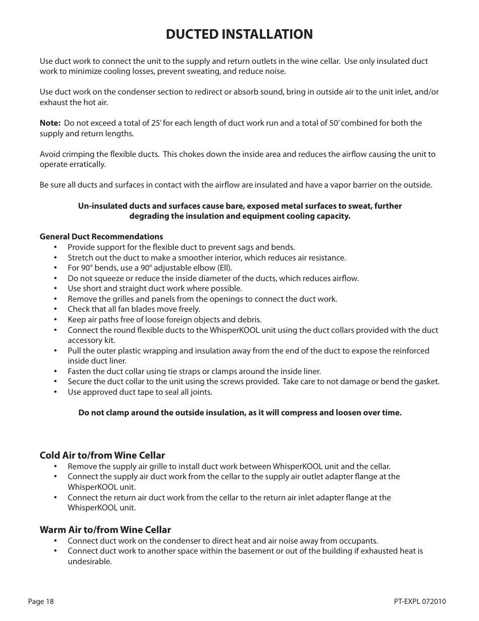 Ducted installation | WhisperKool Extreme 8000 User Manual | Page 18 / 38