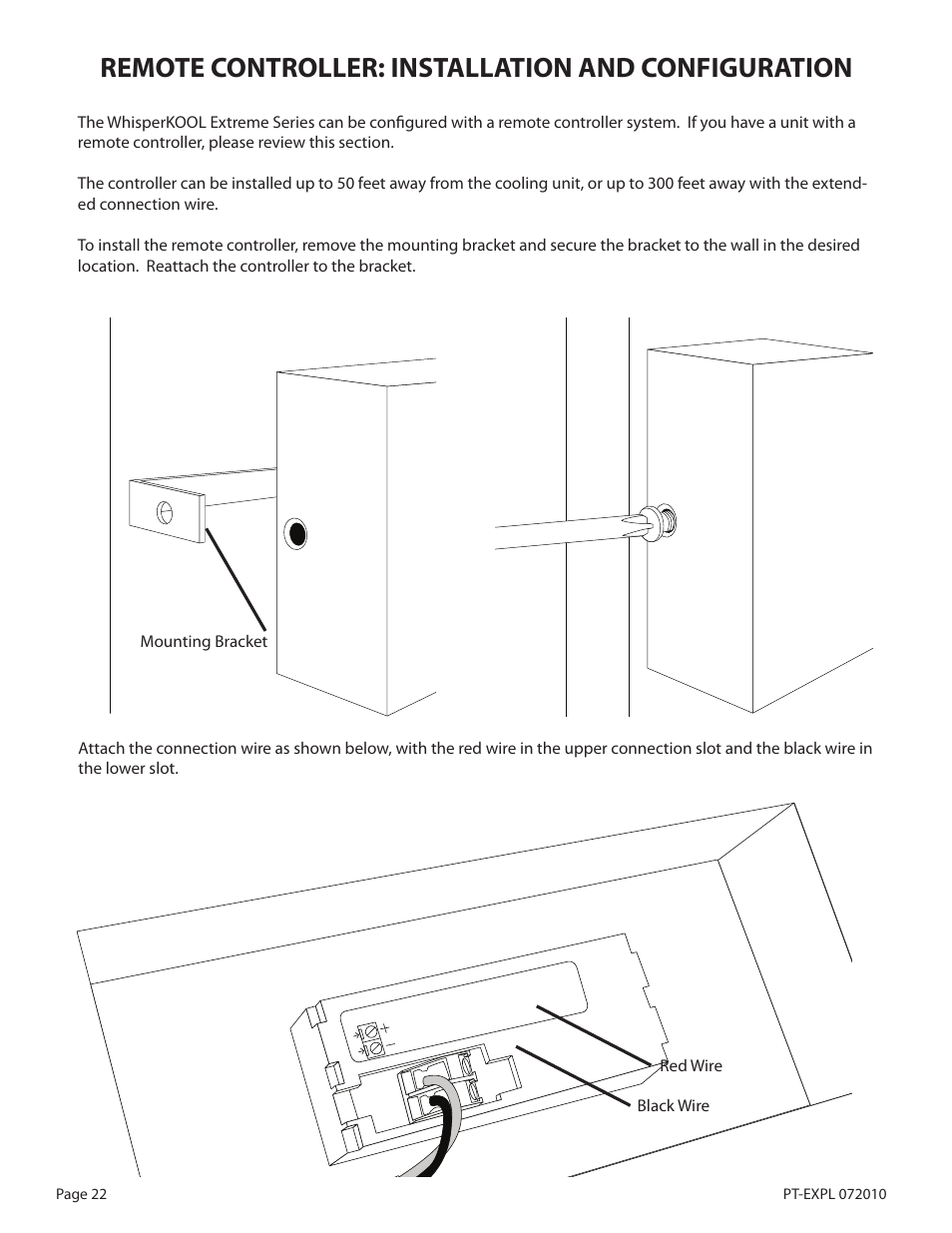 Remote controller: installation and configuration | WhisperKool Extreme 8000 User Manual | Page 22 / 38