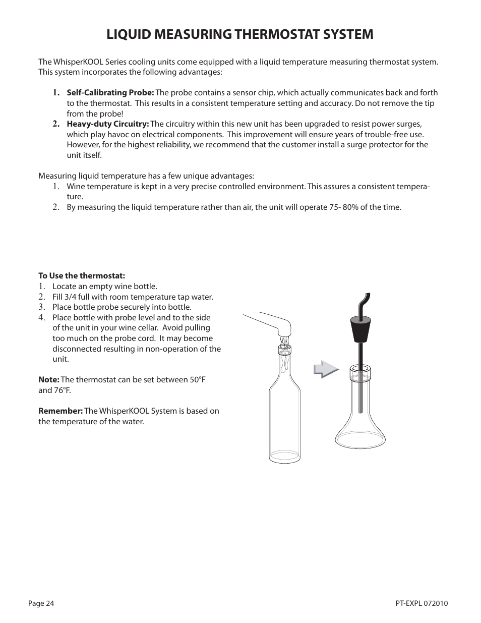 Liquid measuring thermostat system | WhisperKool Extreme 8000 User Manual | Page 24 / 38