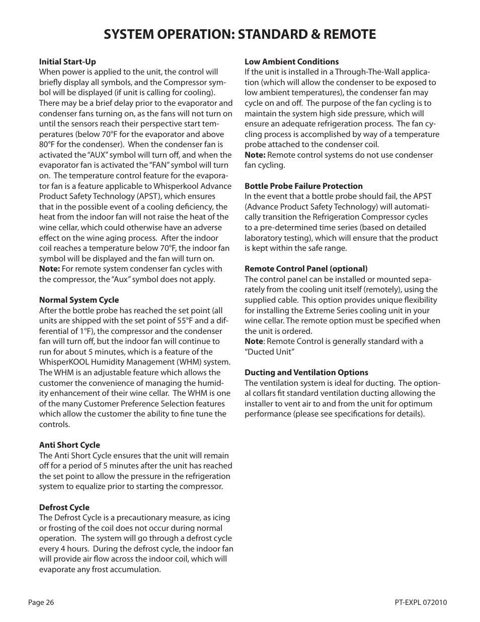 System operation: standard & remote | WhisperKool Extreme 8000 User Manual | Page 26 / 38