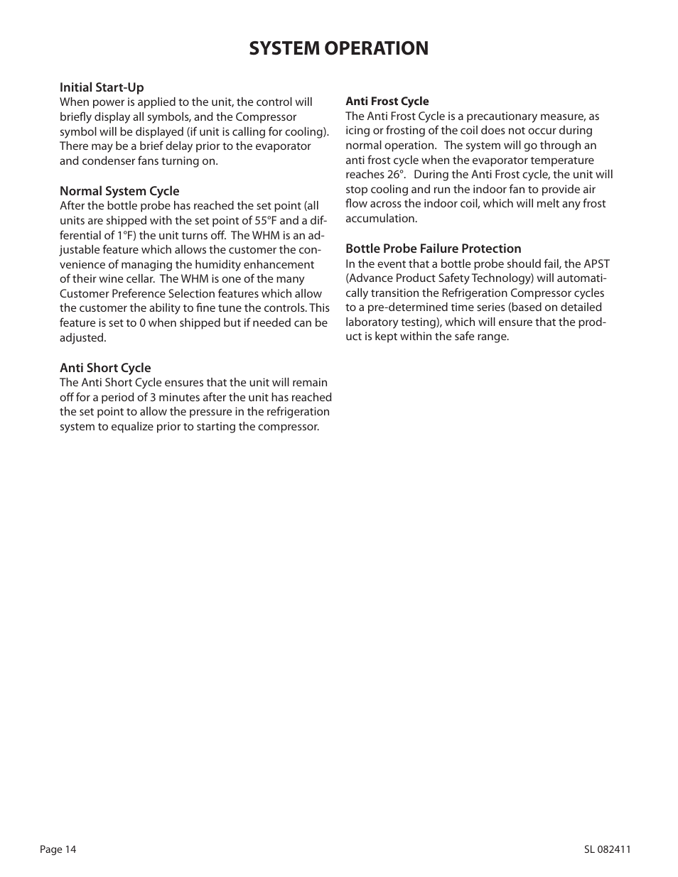 System operation | WhisperKool 2500 User Manual | Page 16 / 28