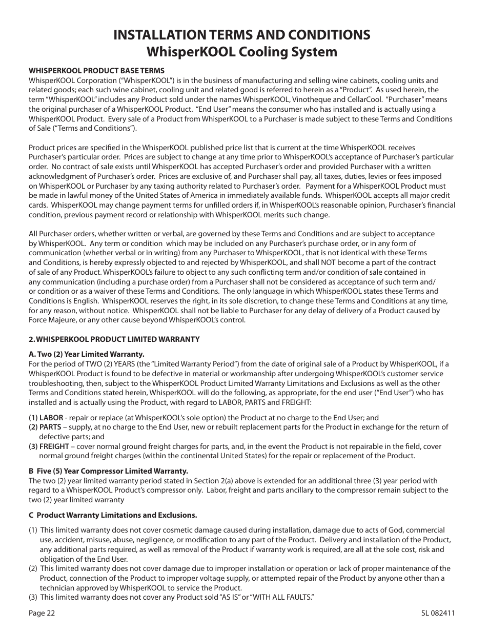 WhisperKool 2500 User Manual | Page 24 / 28